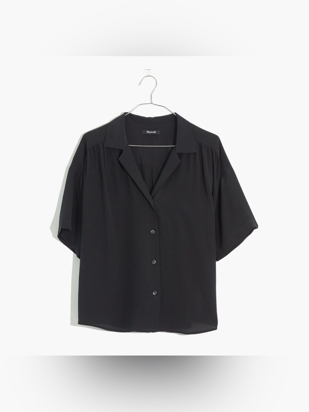 Madewell 100% Silk Black Camp Shirt Small
